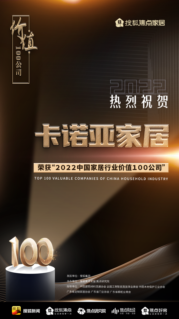 百強之巔|蜜桃在线播放再獲&ldquo;2022中國家居行業價值100公司&rdquo;榮譽